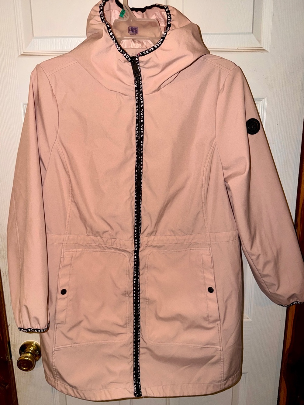 Michael Kors Blush Pink Hooded Softshell Logo Jacket Sz 1X
